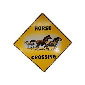 Horse Crossing Sign Yellow Caution Crosswalks Atlas Screen Printing 12" x 12"